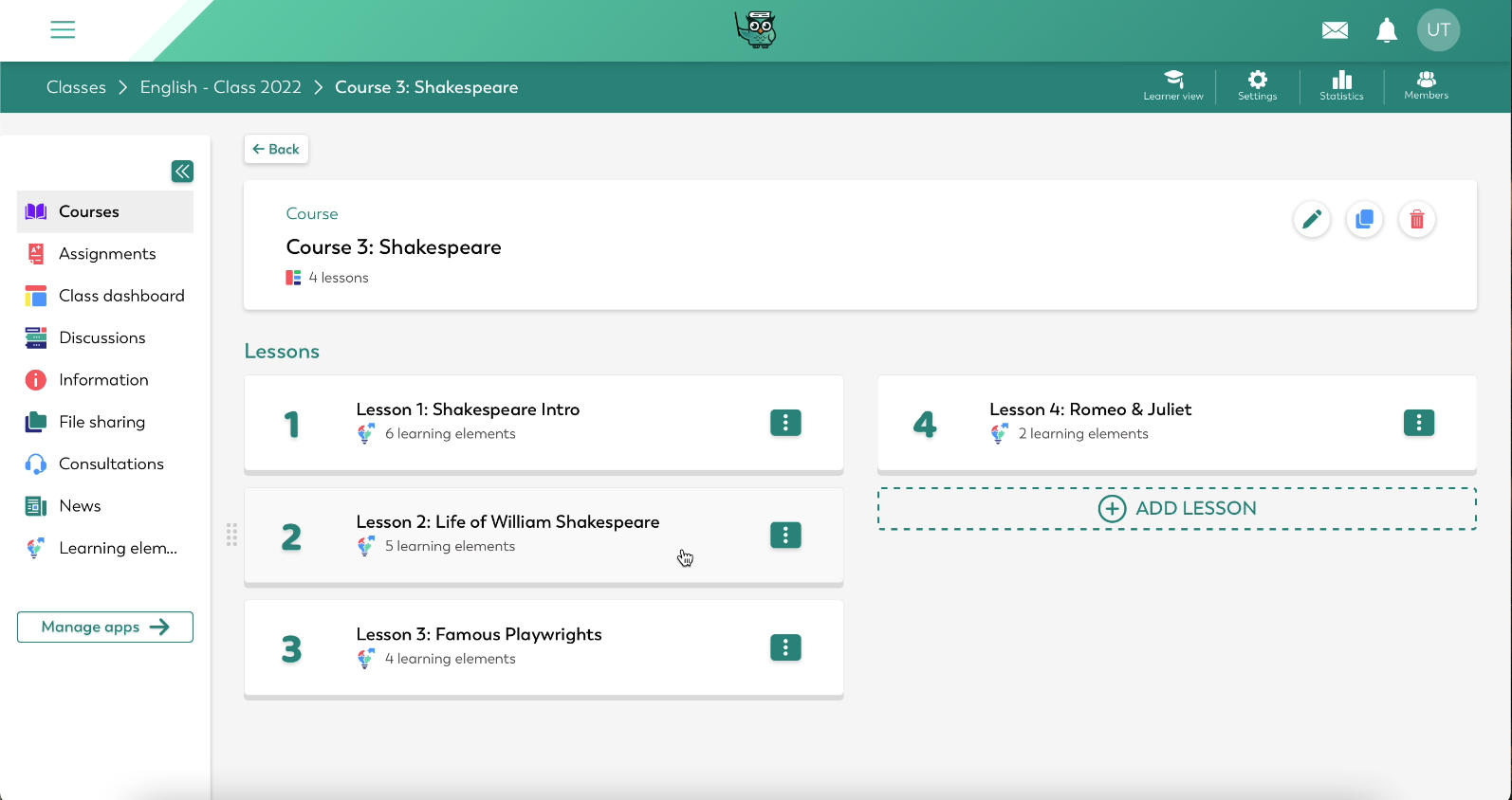 screenshot of Edaptio LearnU
